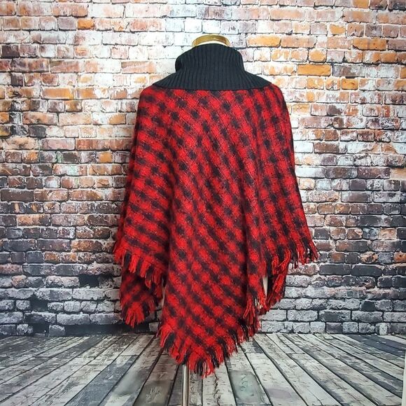 Talbots Red & Black Checkered Cape - Picture 3 of 5